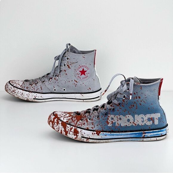 Converse Hightop Shoes Limited Edition Leather Unisex  Paint Splatter - Picture 5 of 10